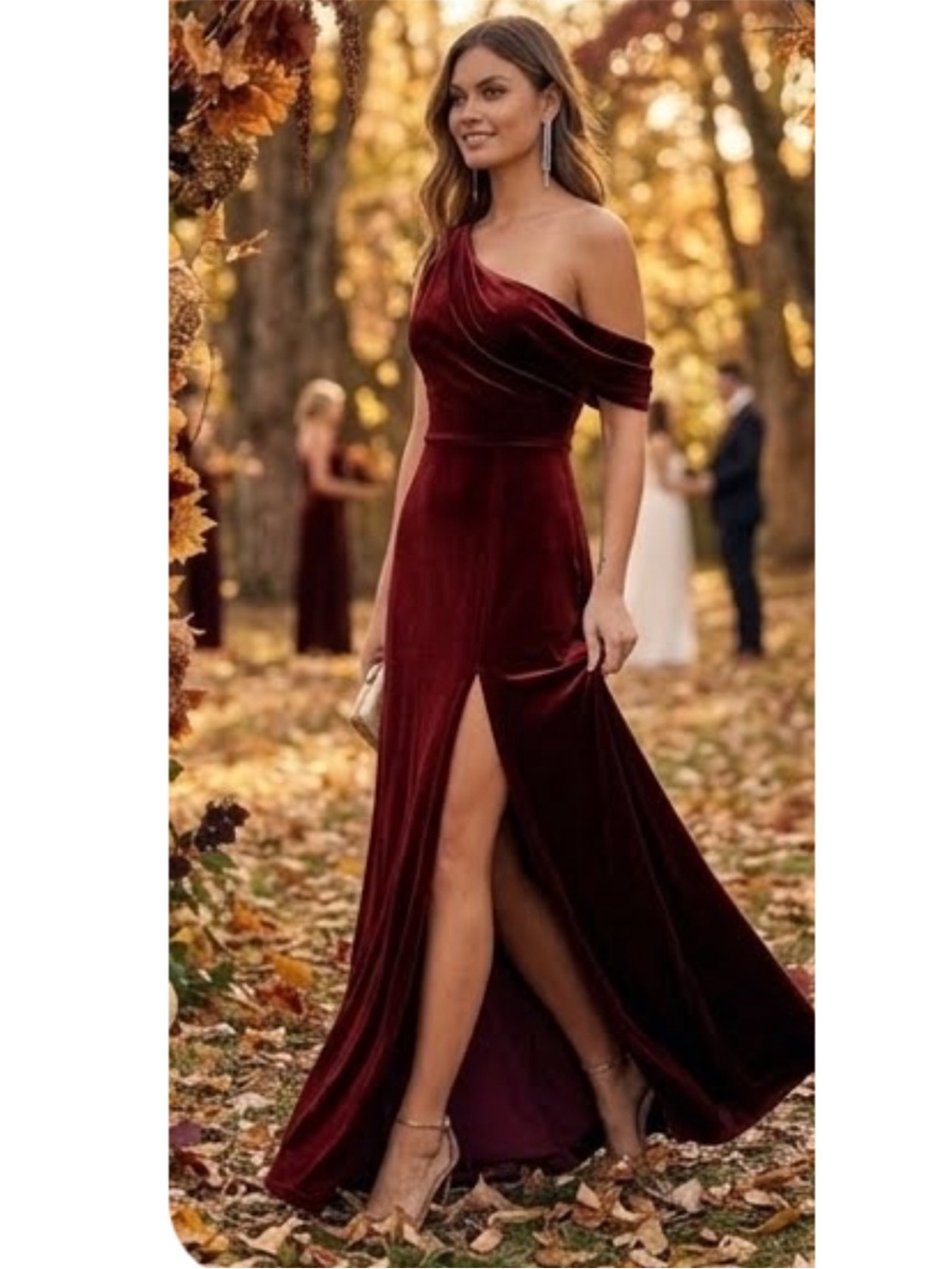 New Lulus Coveted 
Confidence Velvet Evening Gown in Deep Burgundy Sz XS - Picture 4 of 12
